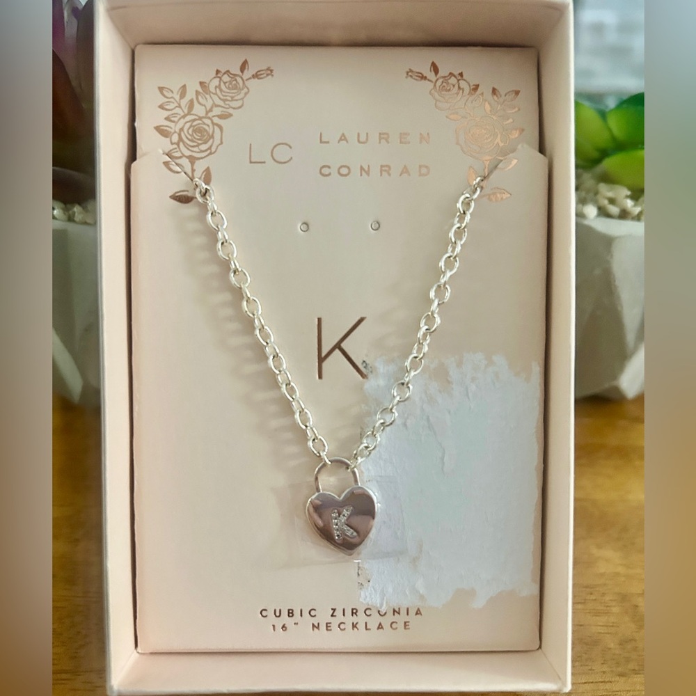 LC Lauren Conrad Silver Initial Heart Necklace